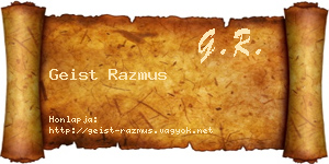 Geist Razmus névjegykártya